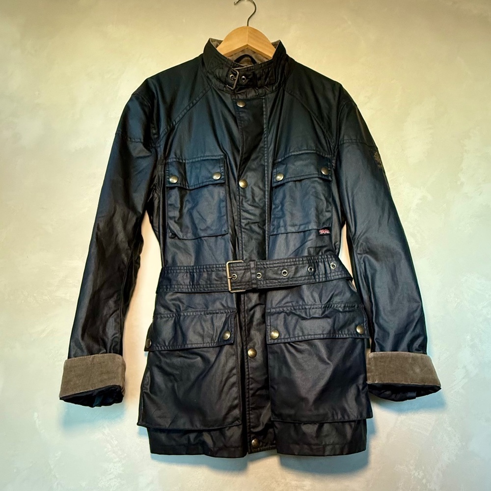Belstaff, Black, Roadmaster Waxed, Waterproof, Belted Jacket